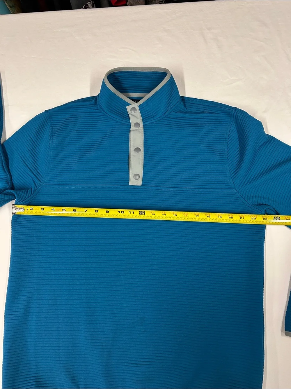 J.Crew Authentic Fleece Snap-Button Pullover Sweatshirt Mens Large Blue Grid